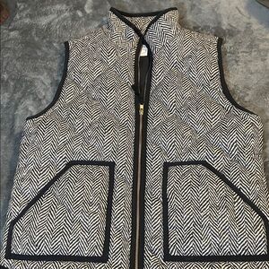 J. Crew Black and White Herringbone Vest